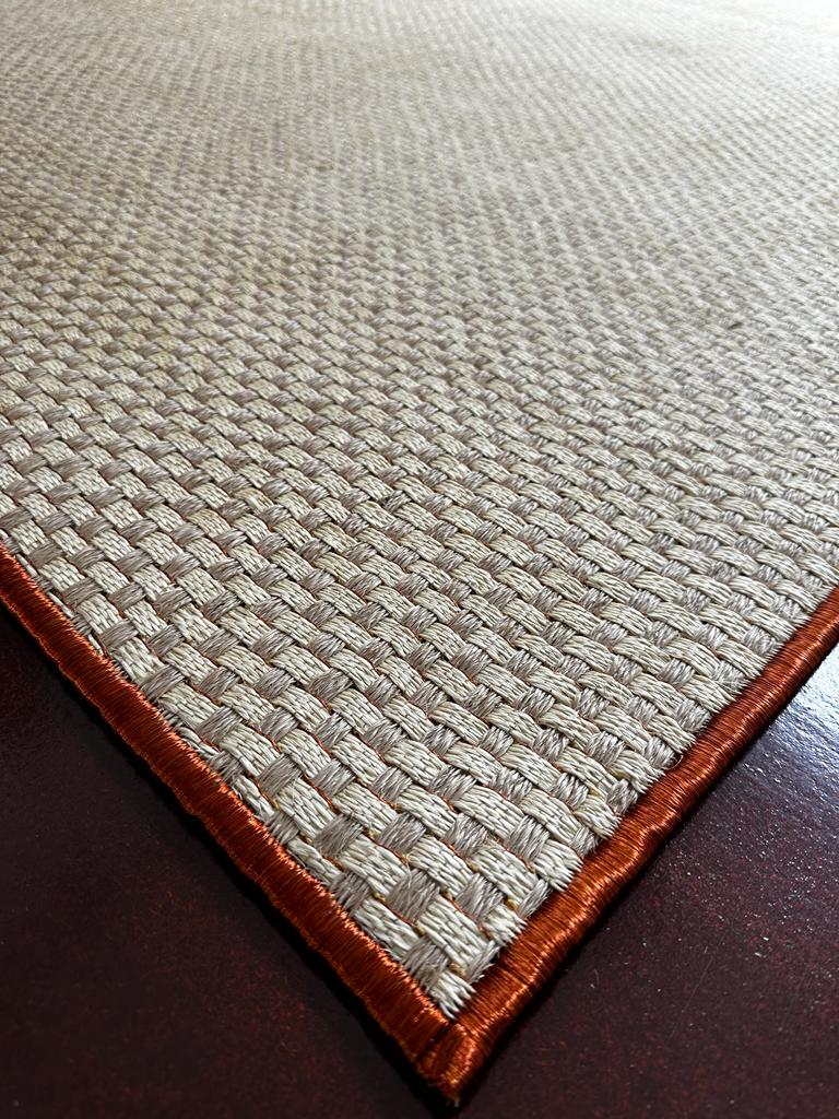Tapete Tejido Canasto en Fique y Cobre / Borde 100% Cobre