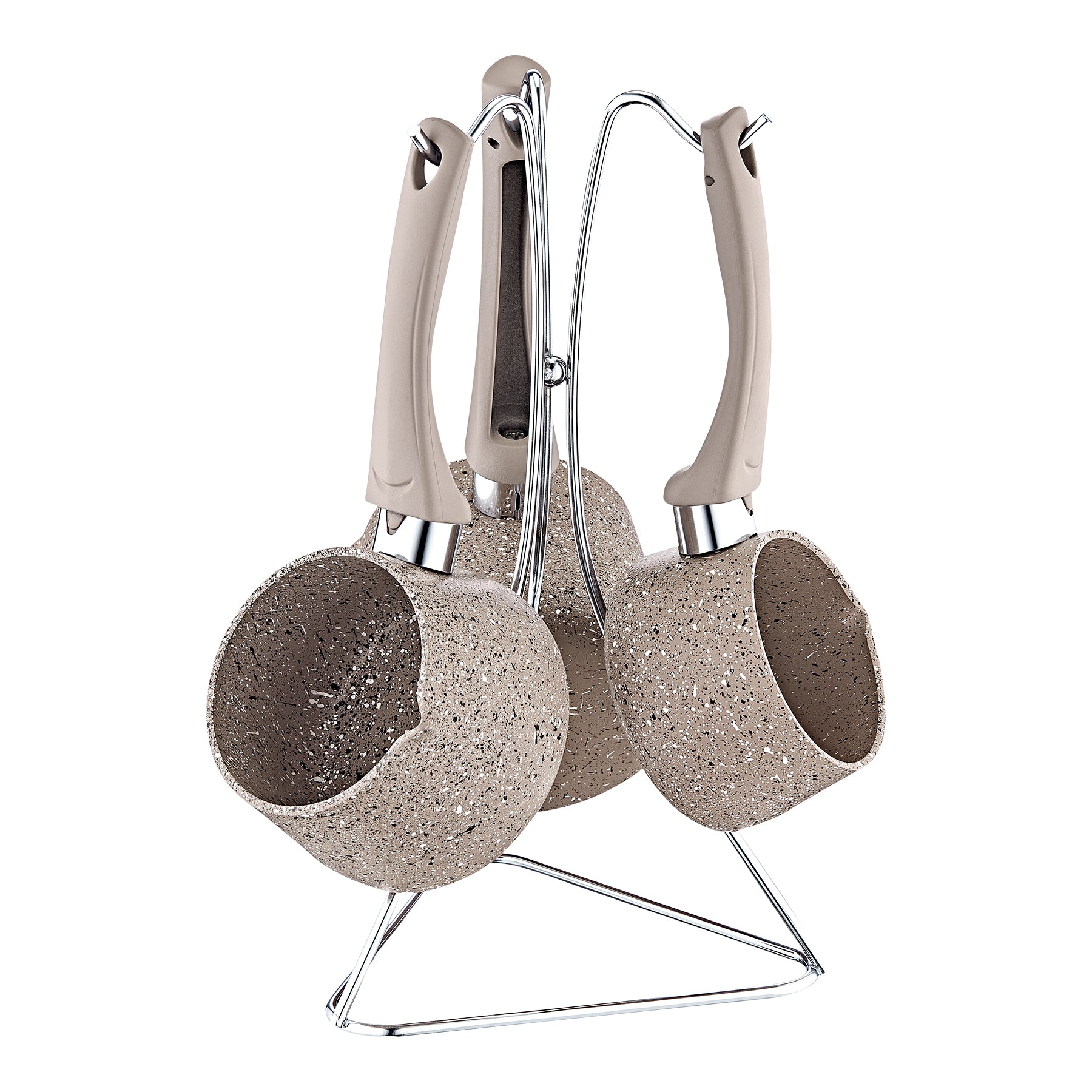 Juego de cafetera Turca en Biogranit 4 piezas / Colección OMS / 3227 Gris